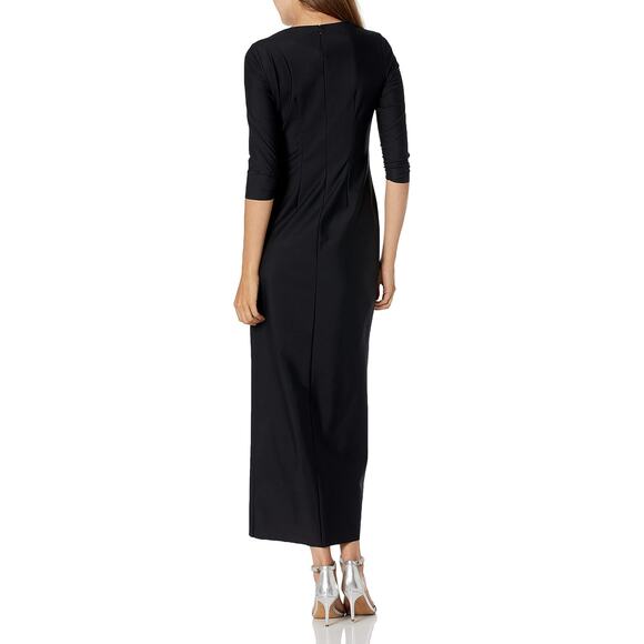 NWT Alex Evenings Women's Slimming Long Side Ruched Dress Embellishment, Black,6 - Picture 2 of 4